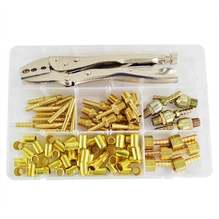 Interstate Pneumatics Hose Repair Kit With Crimp Tool (For 3/16 Inch, 1/4 Inch ID Hose) H4FK